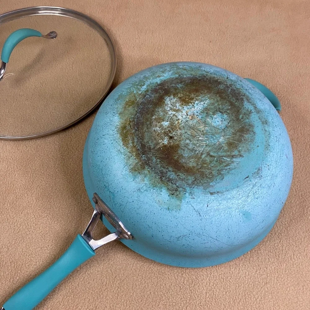 The Pioneer Woman Frontier Speckled Turquoise Pan w/ Lid Cookware Non-Stick EUC